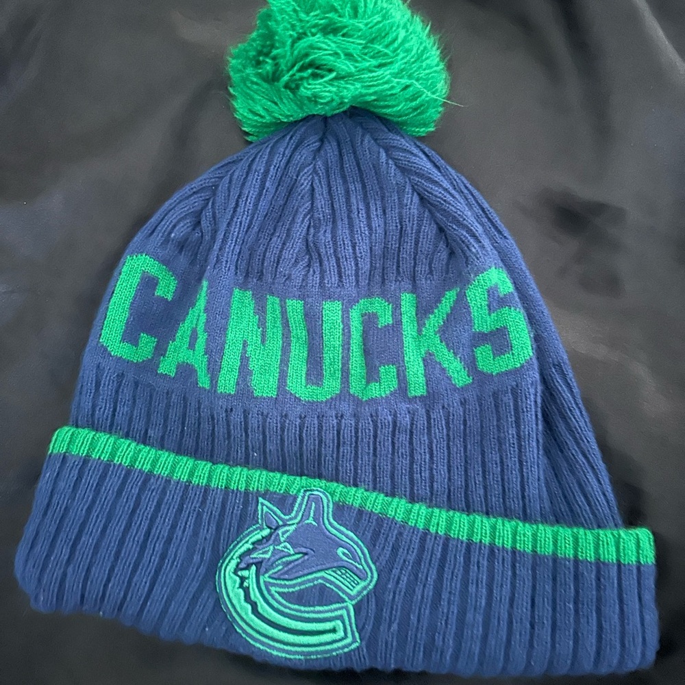 Blue and Green Canucks Beanie